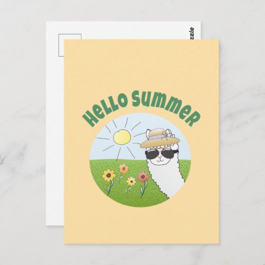 Alpaka-Party Hello Summer Alpaca partytime Briefkaart (Voorkant / Achterkant)