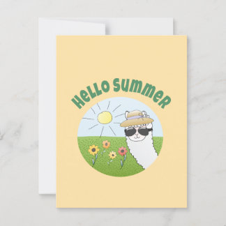 Alpaka-Party Hello Summer Alpaca partytime Briefkaart