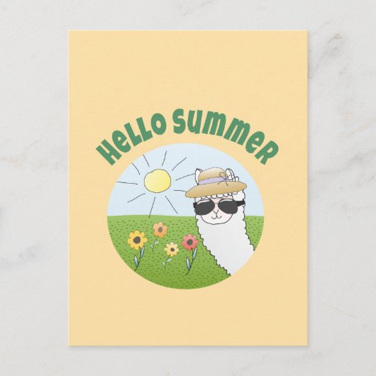 Alpaka-Party Hello Summer Alpaca partytime Briefkaart (Voorkant)