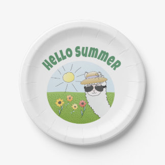 Alpaka-Party Hello Summer Alpaca partytime Papieren Bordje