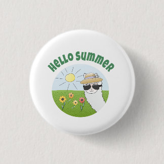 Alpaka-Party Hello Summer Alpaca partytime Ronde Button 3,2 Cm