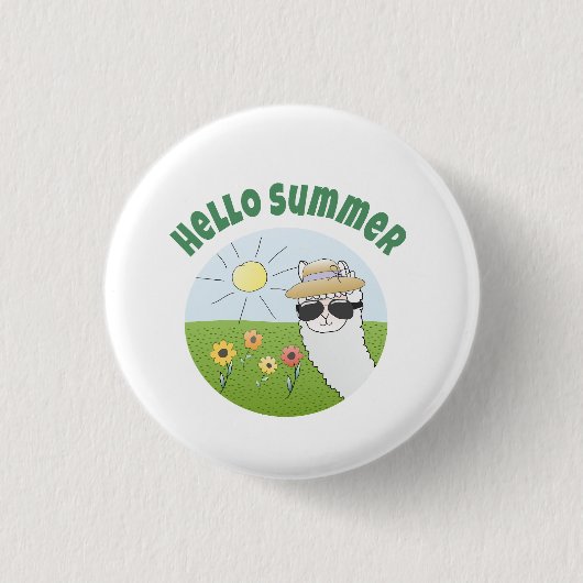 Alpaka-Party Hello Summer Alpaca partytime Ronde Button 3,2 Cm (Voorkant)
