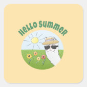 Alpaka-Party Hello Summer Alpaca partytime Vierkante Sticker (Voorkant)