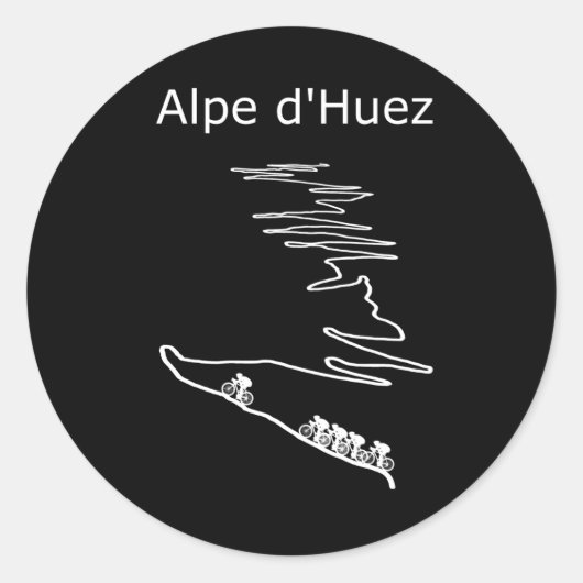 Alpe d Huez in Frankrijk fietsontwerp voor mannen Ronde Sticker (Voorkant)