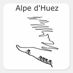 Alpe d Huez in Frankrijk fietst voor mannen en vro Vierkante Sticker