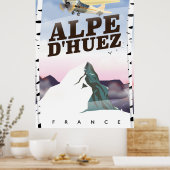 Alpe d'Huez, Frankrijk ski reisposter Poster (Keuken)