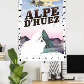 Alpe d'Huez, Frankrijk ski reisposter Poster (Thuiskantoor)