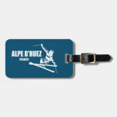 Alpe d'Huez Frankrijk Skiër Bagagelabel (Voorkant horizontaal)