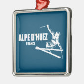 Alpe d'Huez Frankrijk Skiër Metalen Ornament (Links)