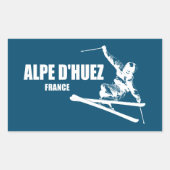 Alpe d'Huez Frankrijk Skiër Rechthoekige Sticker (Voorkant)