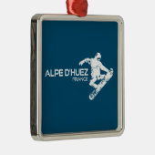 Alpe d'Huez Frankrijk snowboarder Metalen Ornament (Rechts)