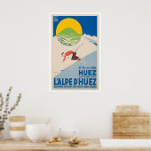 Alpe d'Huez Frankrijk Vintage Ski Poster (Keuken)