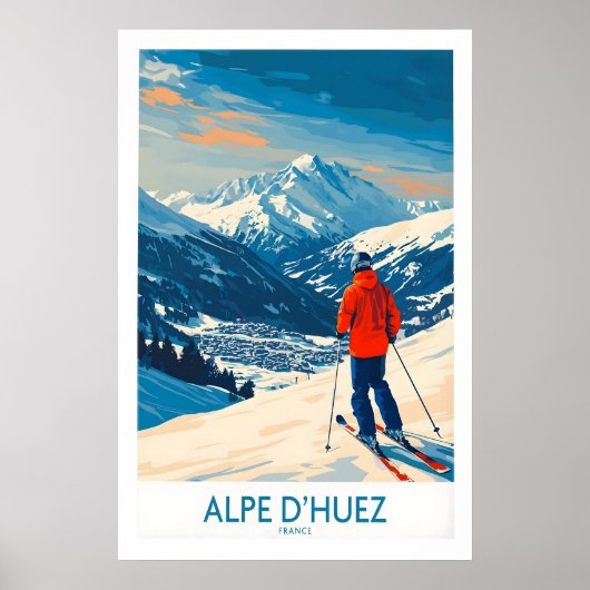 Alpe dHuez Muur Kunst Ski Poster 1 (Voorkant)
