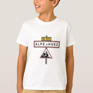 Alpe d'huez shirt voor het gebruik van een wegbord