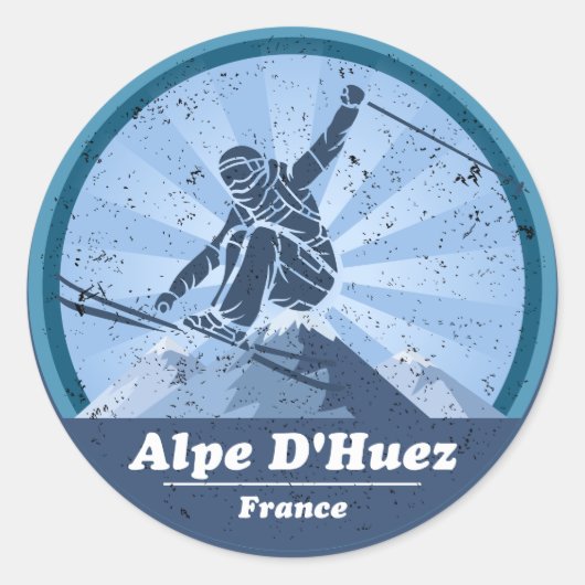 Alpe d'Huez Skiër Sticker (Voorkant)