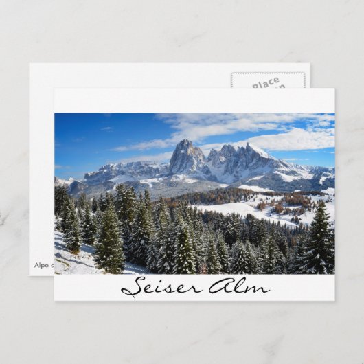Alpe di Siusi in het briefkaart van de winterwitte (Voorkant / Achterkant)