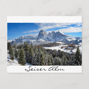 Alpe di Siusi in het briefkaart van de winterwitte