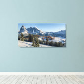 Alpe di Siusi winterlandschap canvasprint Canvas Afdruk (Insitu (Houten vloer))