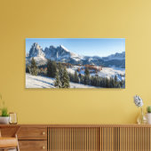 Alpe di Siusi winterlandschap canvasprint Canvas Afdruk (Insitu (Woonkamer))