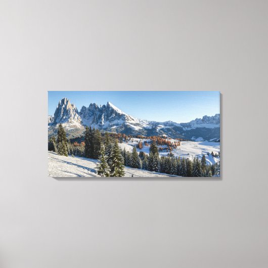 Alpe di Siusi winterlandschap canvasprint Canvas Afdruk (Voorkant)