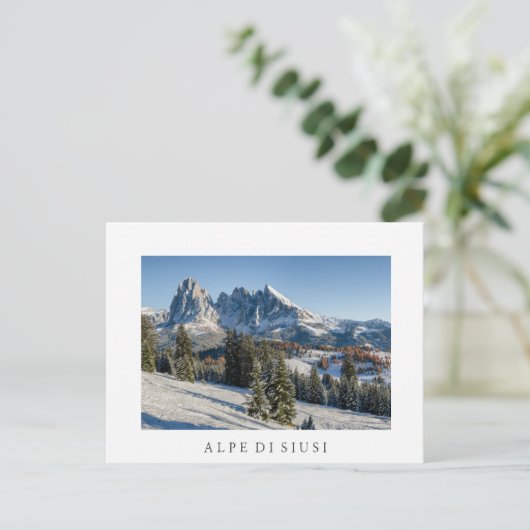 Alpe di Siusi winterlandschap wit briefkaart (Staand voorkant)