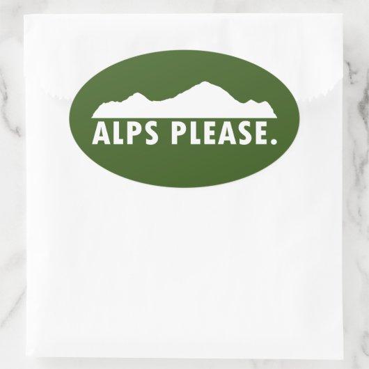 Alpen alsjeblieft ovale sticker (Tas)