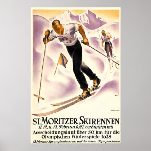 Alpen Berg Skilanglauf Saint Moritz Poster