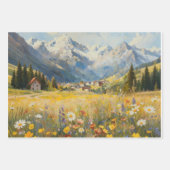 Alpen Bergdorp Landschaps Inpakpapier Vel (Voorkant 3)