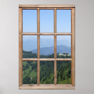 Alpen Gezicht op bergen vanuit een raam Poster