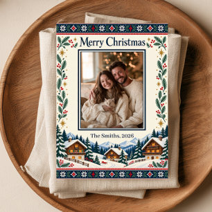 Alpen Kerst Dorp Fotokaart Feestdagenkaart