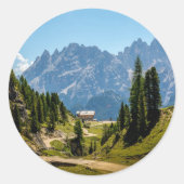 Alpen, landschappelijk landschap, ronde sticker (Voorkant)
