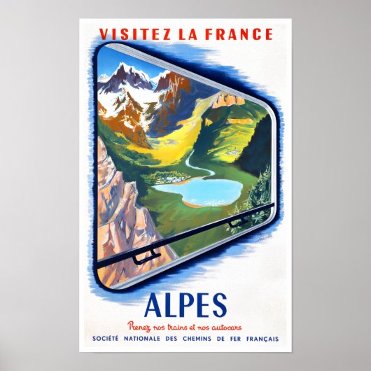 Alpen per trein Frankrijk vintage-reis Poster (Voorkant)