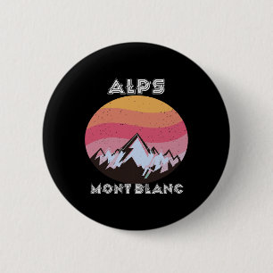 Alpen Retro Mont Blanc Klimmen Berg Wandelen Ronde Button 5,7 Cm