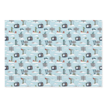 Alpen Ski Inpakpapier Plat Vellen Set van 3