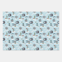 Alpen Ski Inpakpapier Plat Vellen Set van 3