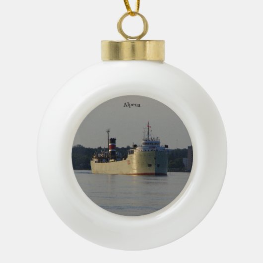 Alpena-bol of -snowflake-sierbloem keramische bal ornament (Voorkant)