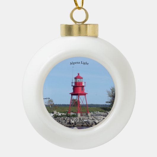 Alpena Lichte versiering Keramische Bal Ornament (Voorkant)