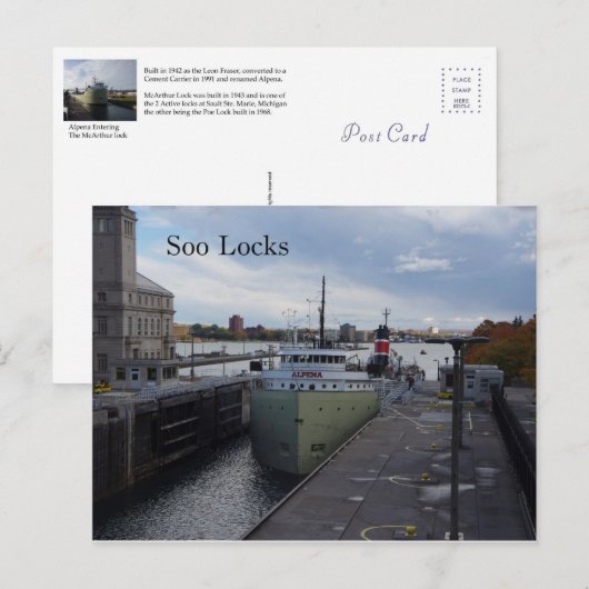 Alpena Soo Locks-postkaart Briefkaart (Voorkant / Achterkant)