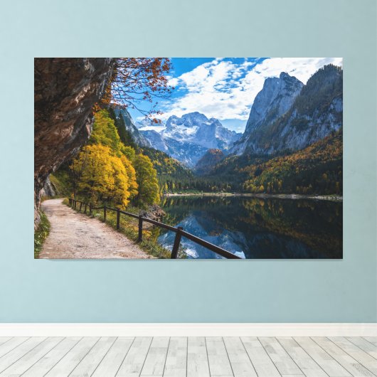 Alpenbergmeer Gosauseen meer Oostenrijk Canvas Afdruk (Insitu (Houten vloer))