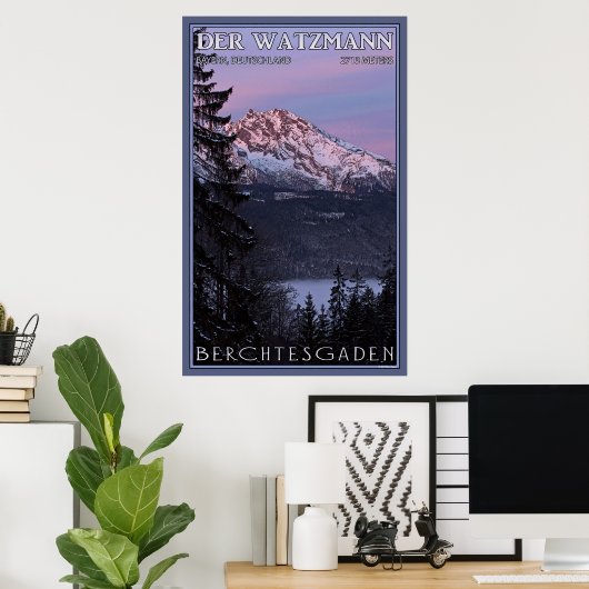 Alpenglow op Der Watzmann Poster (Thuiskantoor)
