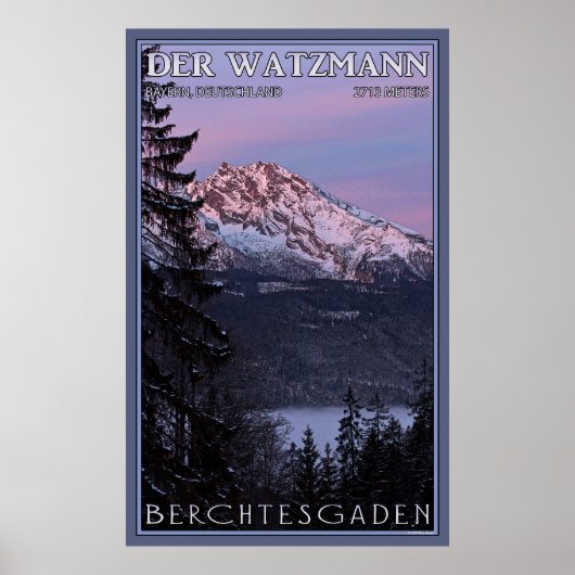 Alpenglow op Der Watzmann Poster (Voorkant)