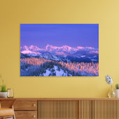 Alpenglow slaat de pieken van de gletsjer aan canvas afdruk (Insitu (Woonkamer))