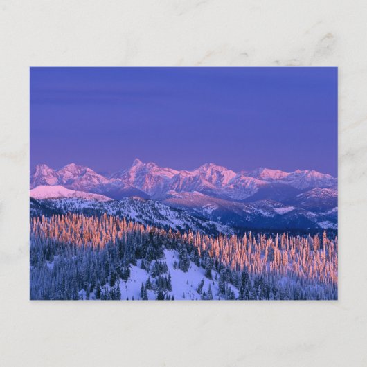 Alpenglow treft de toppen van de Gletsjer Briefkaart (Voorkant)