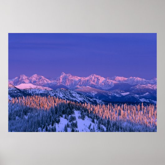 Alpenglow treft de toppen van de gletsjer poster (Voorkant)