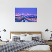 Alpenglow treft de toppen van Glacier Canvas Afdruk (Insitu (Slaapkamer))