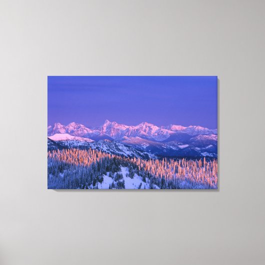 Alpenglow treft de toppen van Glacier Canvas Afdruk (Voorkant)