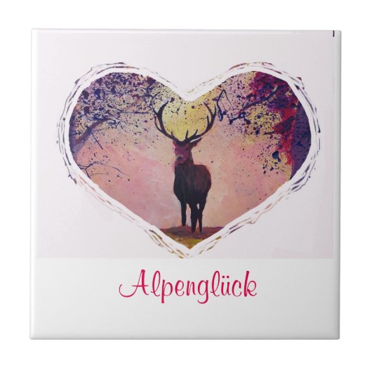 Alpenglück Hirsch Glasuntersetzer Tegeltje (Voorkant)