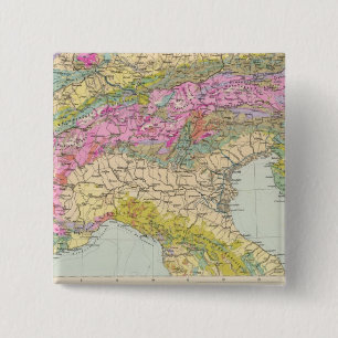 Alpenlander - Atlas-kaart van de Alpen Vierkante Button 5,1 Cm