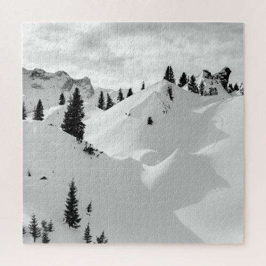 Alpenlandschap: besneeuwde brandbomen bergen legpuzzel (Verticaal)