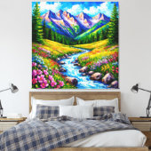 Alpenlandschap met bloeiende wilde bloemen canvas afdruk (Insitu (Slaapkamer))
